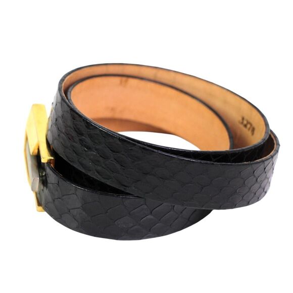 Serpent 3276 BLACK SNAKE SKIN LEATHER SKINNY DRESS WOMENS BELT Sz S 28\